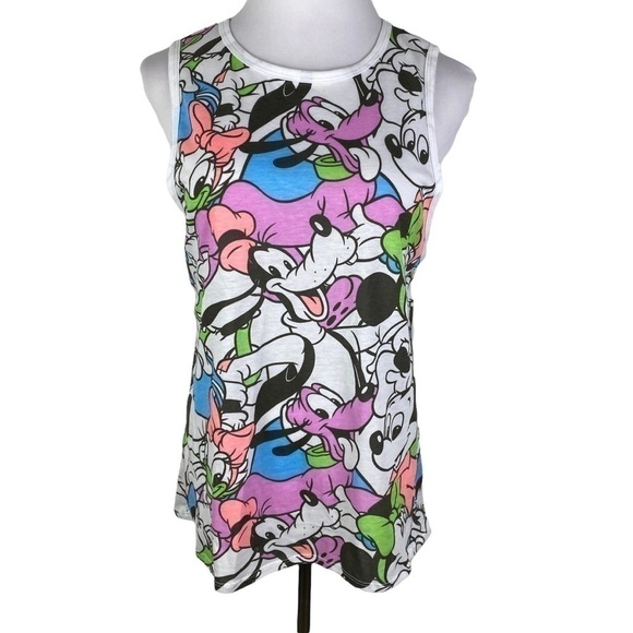 Disney Mickey Mouse White Purple Tank Top Women's Medium NEW - Picture 1 of 7